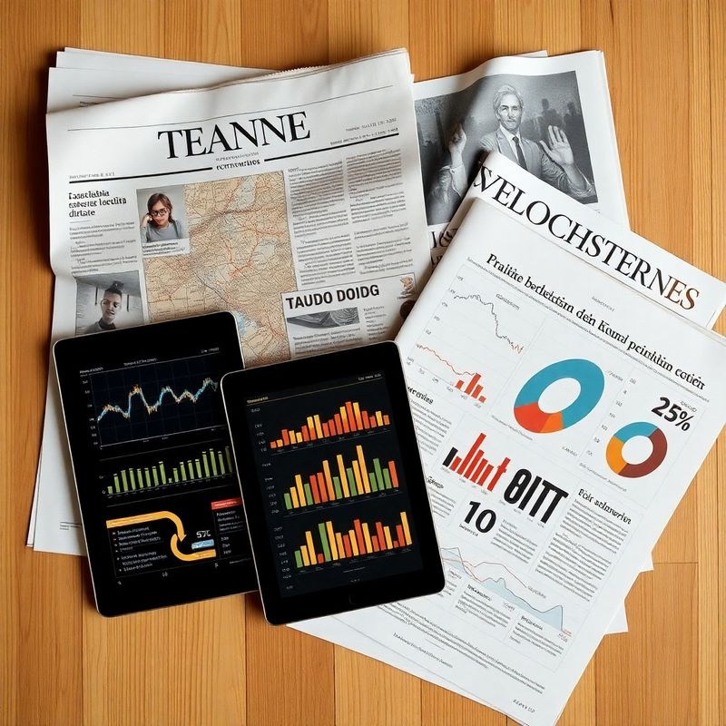 Ziar românesc și date economice vizualizate pe o tabletă